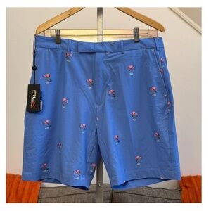 NWT RLX- POLO RALPH LAUREN PERFORMANCE GOLF SHORTS BLUE FLAMINGO